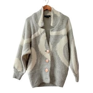 Vintage I.B. Diffusion Gray Wool Mohair Blend Cardigan